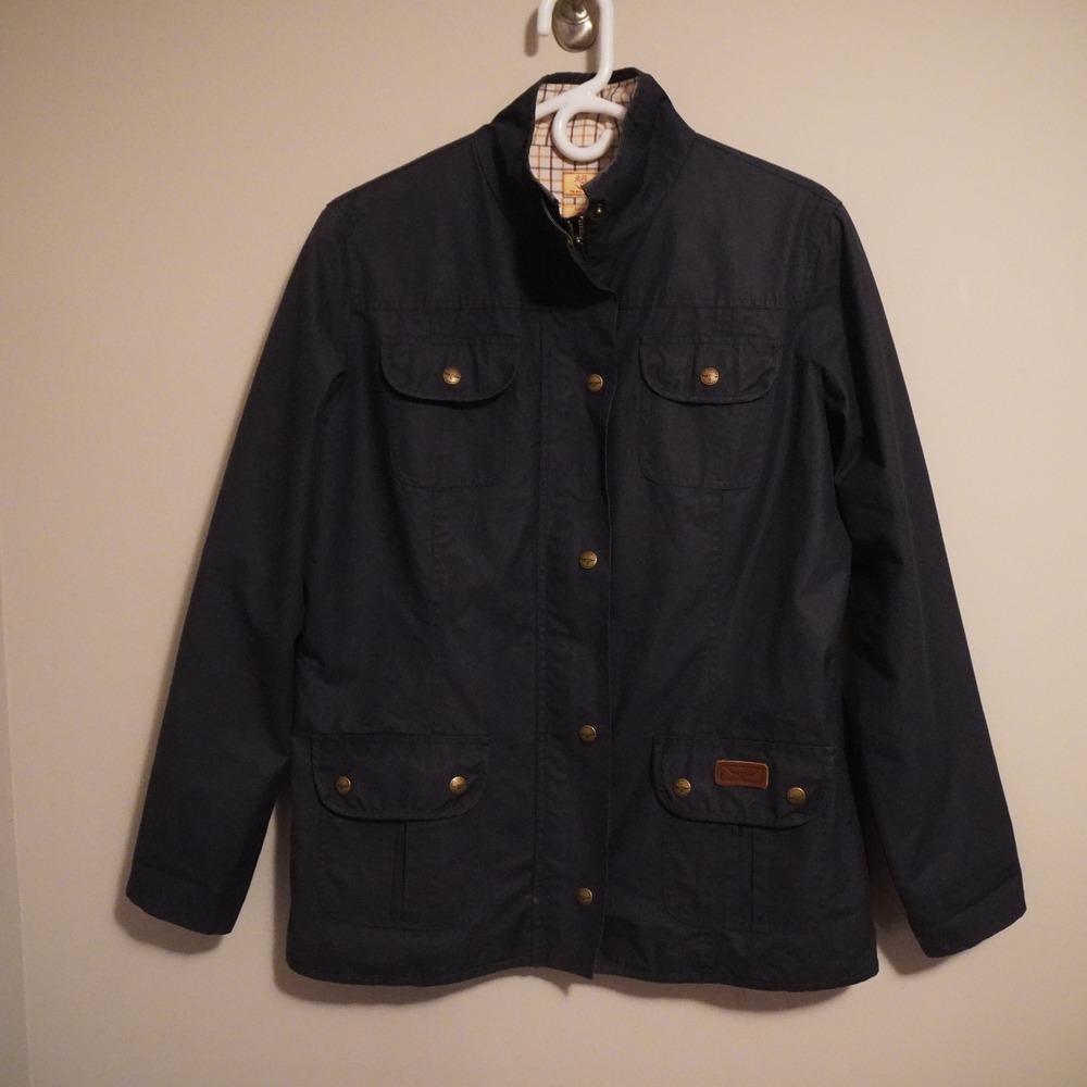 RM Williams Womens Navy Blue Waxed Cotton Field Jacket Coat Size 14 L - XL